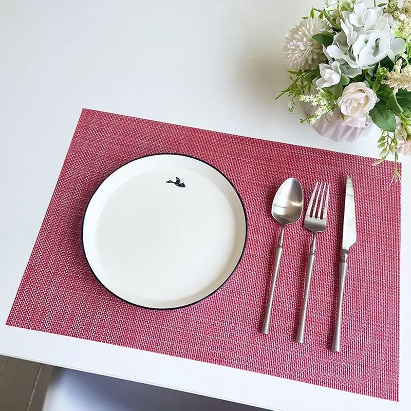 Besuche den Epinki-Store Epinki 2Pcs Set Tischset Elegant Quadratisch 30x45CM, PVC Platzset Weihnachten Abwischbar Falsche Leinen Gewebt Texture Hitzebeständige, Tischmatte Esstisch Rot für Hotel — Küche & Haushalt