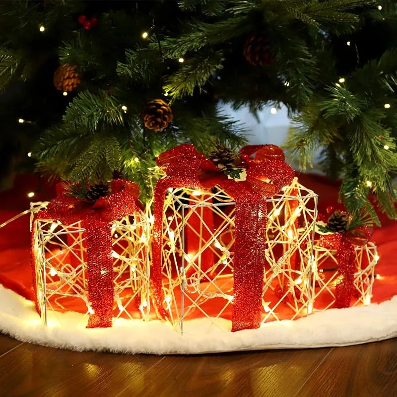 Besuche den SALCAR-Store SALCAR 3er Set LED Geschenkbox Warmweiß Weihnachtsdeko für Außen & Innen — Geschenkverpackung