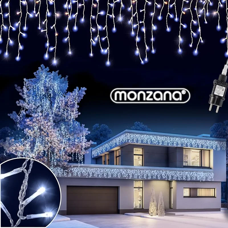 Besuche den Monzana-Store Monzana® Eisregen Lichterkette Außen 400 LED Kaltweiß — Weihnachtsbeleuchtung