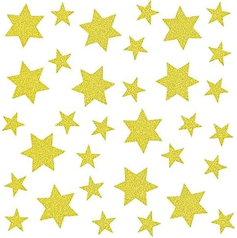 Besuche den bsb-Store bsb Fenstertransparente - Fensterbilder mit goldenen Sternen - Bogen in 31 x 31 cm - Sterne in unterschiedlichen Größen mit Glitter - wiederverwendbar, selbsthaftend ohne Kleber — Weihnachtsdeko