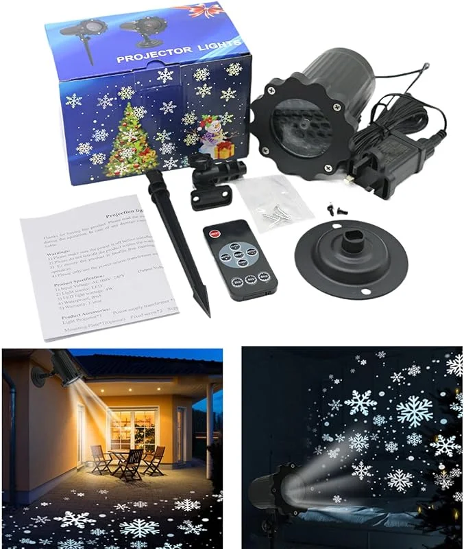 Marke: Generic Projektor mit fallendem Schnee, Lampe mit 360-Grad-Drehung — Weihnachtsbeleuchtung