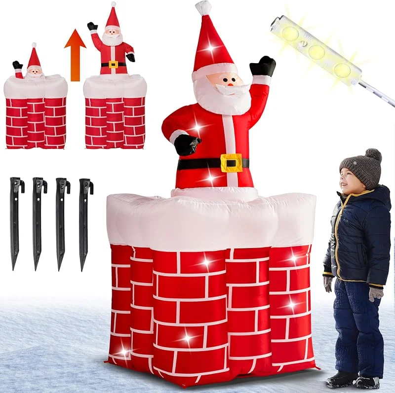 Besuche den Monzana-Store MONZANA® Aufblasbarer Weihnachtsmann 178cm groß LED Beleuchtet IP44 springt-aus-dem-Schornstein Außen Santa Weihnachten Weihnachtsdeko Weihnachtsfigur — Weihnachtsbeleuchtung