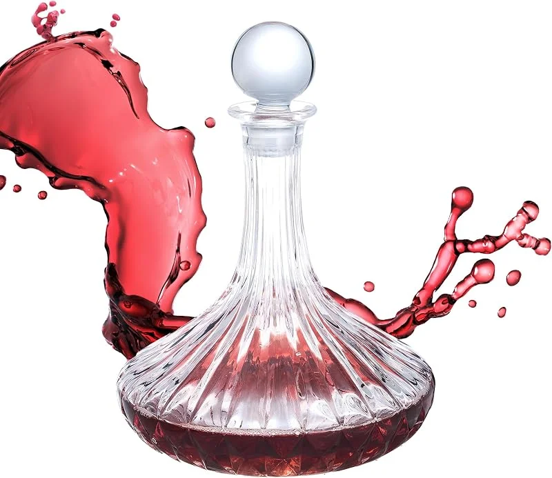 Marke: Lily's Home Lily's Home Weindekanter mit Glasstopfen, mundgeblasenes Blei, Weinkaraffe für Rotwein, essentieller Weinbelüfter, Dekanter für Weinliebhaber, ideal für Weihnachten, Hochzeit, Geburtstagsgeschenke — Wein und Festtafel