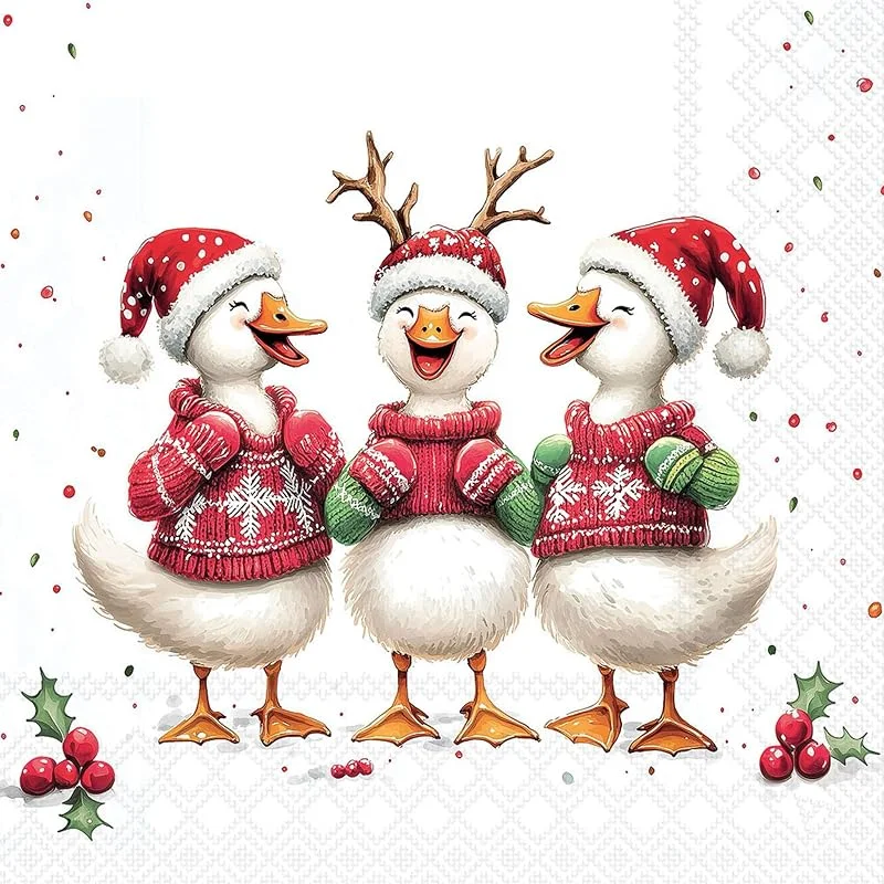 Besuche den Ambiente-Store Ambiente Servietten Papier 33x33cm 3-lag. mit Weihnachtsgänse Motiv 20 STK. — Advent und Tisch